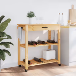 vidaXL Kitchen Trolley Rolling Cart Storage Cart Trolley MONZA Solid Wood Pine - brown, 84 x 40 x 90 cm - Additional view 2