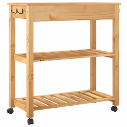 vidaXL Kitchen Trolley Rolling Cart Storage Cart Trolley MONZA Solid Wood Pine - brown, 84 x 40 x 90 cm - Additional view 6