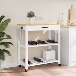 vidaXL Kitchen Trolley Rolling Cart Storage Cart Trolley MONZA Solid Wood Pine - white, 84 x 40 x 90 cm - Additional view 2