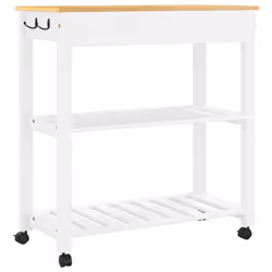 vidaXL Kitchen Trolley Rolling Cart Storage Cart Trolley MONZA Solid Wood Pine - white, 84 x 40 x 90 cm - Additional view 6