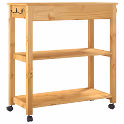 vidaXL Kitchen Trolley Rolling Cart Storage Cart Trolley MONZA Solid Wood Pine - brown, 84 x 40 x 90 cm - Additional view 6