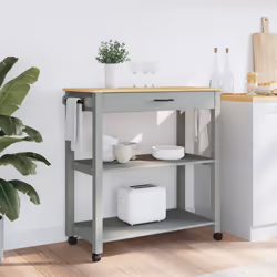 vidaXL Kitchen Trolley Rolling Cart Storage Cart Trolley MONZA Solid Wood Pine - grey, 84 x 40 x 90 cm - Additional view 2