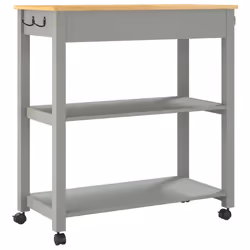 vidaXL Kitchen Trolley Rolling Cart Storage Cart Trolley MONZA Solid Wood Pine - grey, 84 x 40 x 90 cm - Additional view 6