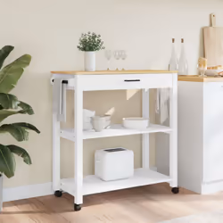 vidaXL Kitchen Trolley Rolling Cart Storage Cart Trolley MONZA Solid Wood Pine - white, 84 x 40 x 90 cm - Additional view 2