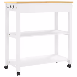 vidaXL Kitchen Trolley Rolling Cart Storage Cart Trolley MONZA Solid Wood Pine - white, 84 x 40 x 90 cm - Additional view 6