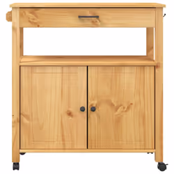 vidaXL Kitchen Trolley Rolling Cart Storage Cart Trolley MONZA Solid Wood Pine - brown, 84 x 40 x 90 cm - Additional view 4