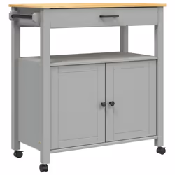 vidaXL Kitchen Trolley Rolling Cart Storage Cart Trolley MONZA Solid Wood Pine - grey, 84 x 40 x 90 cm