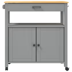 vidaXL Kitchen Trolley Rolling Cart Storage Cart Trolley MONZA Solid Wood Pine - grey, 84 x 40 x 90 cm - Additional view 4