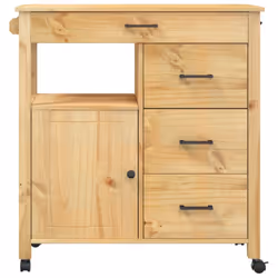 vidaXL Kitchen Trolley Rolling Cart Storage Cart Trolley MONZA Solid Wood Pine - brown - Additional view 4