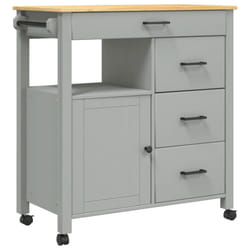 vidaXL Kitchen Trolley Rolling Cart Storage Cart Trolley MONZA Solid Wood Pine - grey