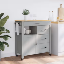 vidaXL Kitchen Trolley Rolling Cart Storage Cart Trolley MONZA Solid Wood Pine - grey