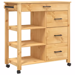 vidaXL Kitchen Trolley Rolling Cart Storage Cart Trolley MONZA Solid Wood Pine - brown