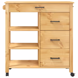 vidaXL Kitchen Trolley Rolling Cart Storage Cart Trolley MONZA Solid Wood Pine - brown - Additional view 4