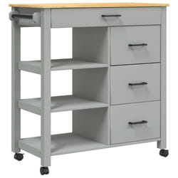 vidaXL Kitchen Trolley Rolling Cart Storage Cart Trolley MONZA Solid Wood Pine - grey