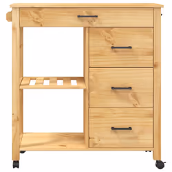vidaXL Kitchen Trolley Rolling Cart Storage Cart Trolley MONZA Solid Wood Pine - brown - Additional view 4