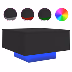 vidaXL Coffee Table with LED Lights Hallway Tea Side End Table Sofa Table - black, 55 x 55 x 31 cm
