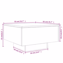 vidaXL Coffee Table with LED Lights Hallway Tea Side End Table Sofa Table - black, 55 x 55 x 31 cm