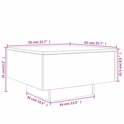 vidaXL Coffee Table with LED Lights Hallway Tea Side End Table Sofa Table - concrete grey, 55 x 55 x 31 cm