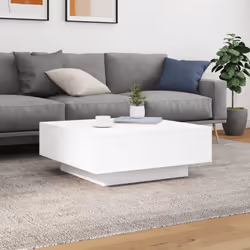vidaXL Coffee Table Hallway Accent Side Table Sofa End Table Engineered Wood - white, 80 x 80 x 31 cm - Additional view 2