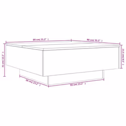 vidaXL Coffee Table Hallway Accent Side Table Sofa End Table Engineered Wood - concrete grey, 80 x 80 x 31 cm - Additional view 9