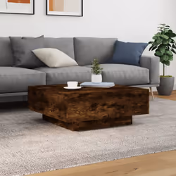 vidaXL Coffee Table Hallway Accent Side Table Sofa End Table Engineered Wood - smoked oak, 80 x 80 x 31 cm - Additional view 2