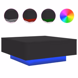 vidaXL Coffee Table with LED Lights Hallway Tea Side End Table Sofa Table - black, 80 x 80 x 31 cm