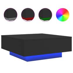 vidaXL Coffee Table with LED Lights Hallway Tea Side End Table Sofa Table - black, 80 x 80 x 31 cm