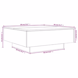 vidaXL Coffee Table with LED Lights Hallway Tea Side End Table Sofa Table - black, 80 x 80 x 31 cm