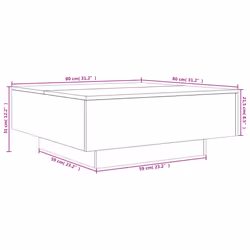 vidaXL Coffee Table with LED Lights Hallway Tea Side End Table Sofa Table - sonoma oak, 80 x 80 x 31 cm - Additional view 3