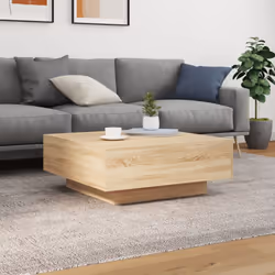 vidaXL Coffee Table with LED Lights Hallway Tea Side End Table Sofa Table - sonoma oak, 80 x 80 x 31 cm - Additional view 4