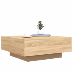 vidaXL Coffee Table with LED Lights Hallway Tea Side End Table Sofa Table - sonoma oak, 80 x 80 x 31 cm - Additional view 5