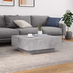 vidaXL Coffee Table with LED Lights Hallway Tea Side End Table Sofa Table - concrete grey, 80 x 80 x 31 cm - Additional view 4