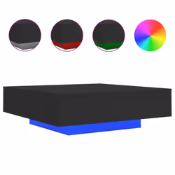 vidaXL Coffee Table with LED Lights Hallway Tea Side End Table Sofa Table - black, 100 x 100 x 31 cm