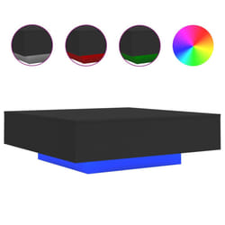 vidaXL Coffee Table with LED Lights Hallway Tea Side End Table Sofa Table - black, 100 x 100 x 31 cm