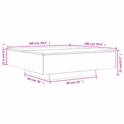 vidaXL Coffee Table with LED Lights Hallway Tea Side End Table Sofa Table - black, 100 x 100 x 31 cm