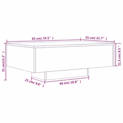 vidaXL Coffee Table with LED Lights Hallway Tea Side End Table Sofa Table - black, 85 x 55 x 31 cm