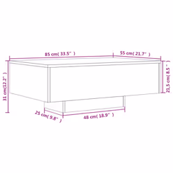 vidaXL Coffee Table with LED Lights Hallway Tea Side End Table Sofa Table - sonoma oak, 85 x 55 x 31 cm - Additional view 3