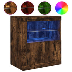 vidaXL Sideboard with LED Lights Cupboard Highboard Storage Buffet Cabinet - smoked oak