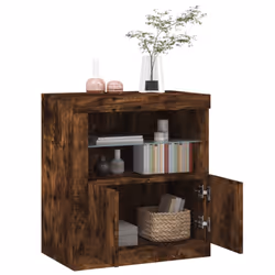 vidaXL Sideboard with LED Lights Cupboard Highboard Storage Buffet Cabinet - smoked oak - Additional view 4