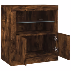 vidaXL Sideboard with LED Lights Cupboard Highboard Storage Buffet Cabinet - smoked oak - Additional view 6