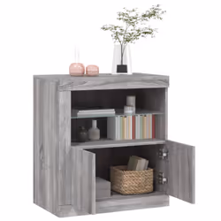 vidaXL Sideboard with LED Lights Cupboard Highboard Storage Buffet Cabinet - grey sonoma - Additional view 4