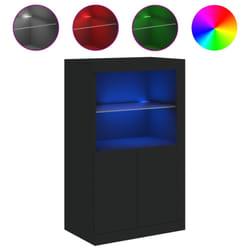 vidaXL Side Cabinet with LED Lights Storage Sideboard Cupboard Engineered Wood - black