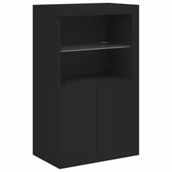vidaXL Side Cabinet with LED Lights Storage Sideboard Cupboard Engineered Wood - black
