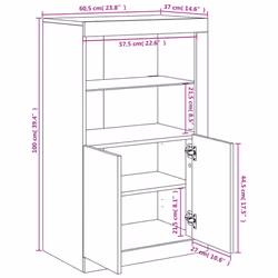 vidaXL Side Cabinet with LED Lights Storage Sideboard Cupboard Engineered Wood - black