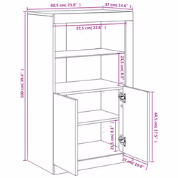 vidaXL Side Cabinet with LED Lights Storage Sideboard Cupboard Engineered Wood - concrete grey - Additional view 3
