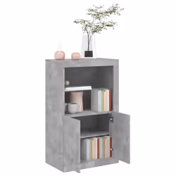 vidaXL Side Cabinet with LED Lights Storage Sideboard Cupboard Engineered Wood - concrete grey - Additional view 4