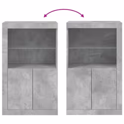 vidaXL Side Cabinet with LED Lights Storage Sideboard Cupboard Engineered Wood - concrete grey - Additional view 9