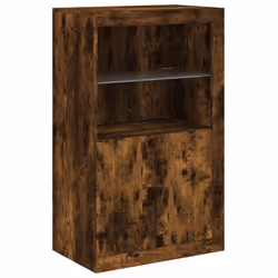vidaXL Side Cabinet with LED Lights Storage Sideboard Cupboard Engineered Wood - smoked oak - Additional view 2