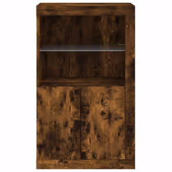 vidaXL Side Cabinet with LED Lights Storage Sideboard Cupboard Engineered Wood - smoked oak - Additional view 6