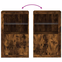 vidaXL Side Cabinet with LED Lights Storage Sideboard Cupboard Engineered Wood - smoked oak - Additional view 9
